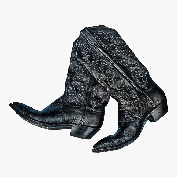 Women’s Panhandle Slim Vintage Black Leather Cowboy Boots Size 6B - Picture 4 of 8